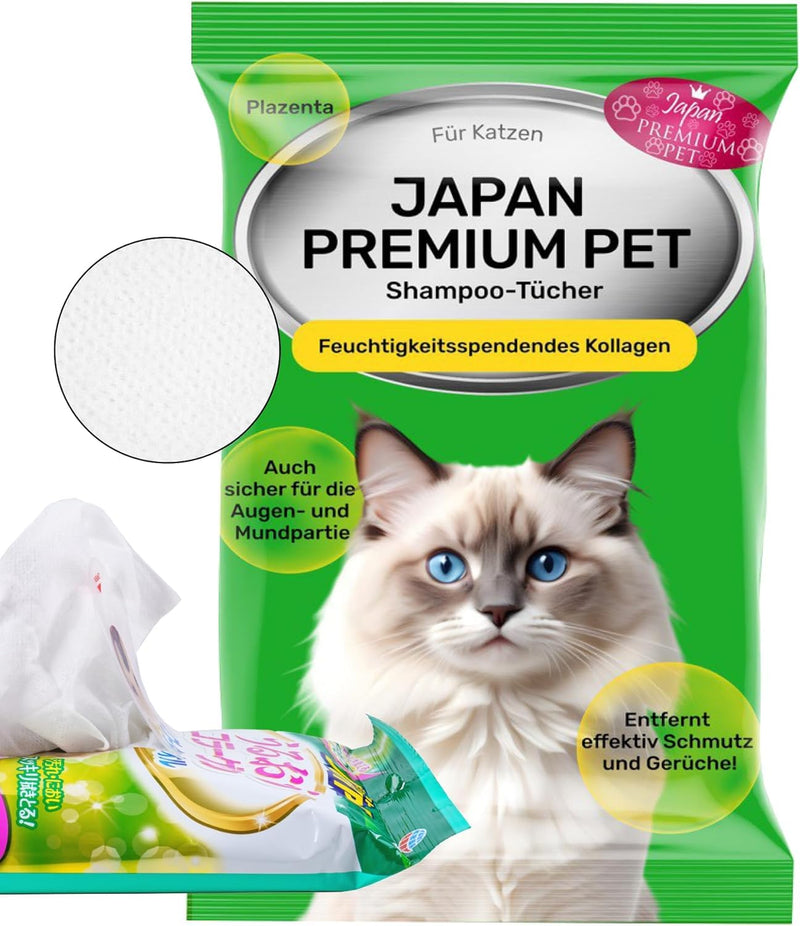Japan Premium Pet Cat Shampoo Towel | Cleaning wipes that act like dry shampoo for cats | Clean & deodorize with our Cat Towel with Collagen & Placenta| 25 pcs | (20x30cm) - BeesActive Australia