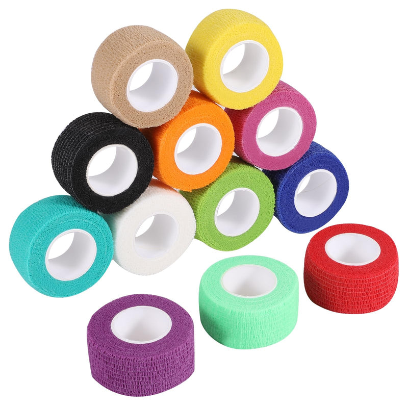12 rolls of self-adhesive bandage, 2.5 cm x 4.5 m, self-adhesive bandage, elastic fixing bandage, adhesive bandage, self-adhesive for sports, hand, arm, foot, joint finger (colourful) - BeesActive Australia