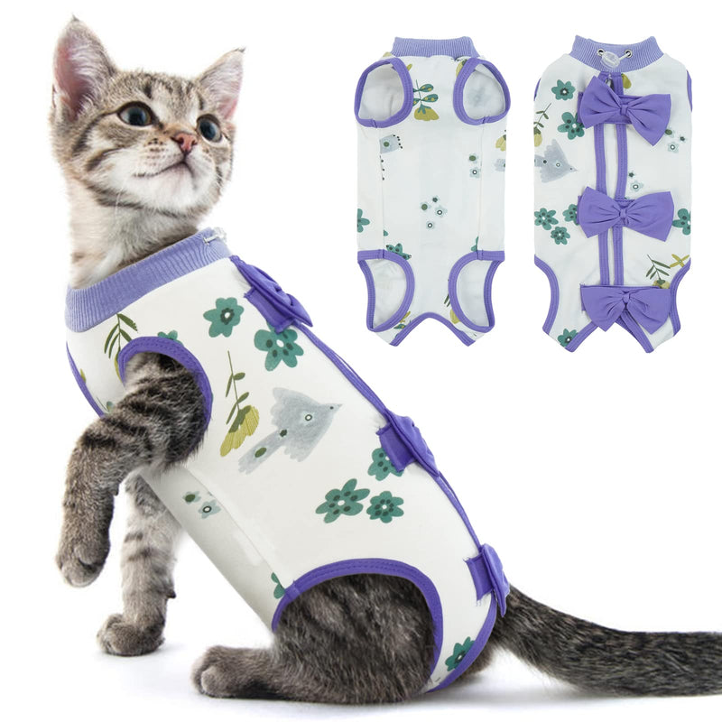PUMYPOREITY Cat Bodysuit After Surgery, Postoperative Clothing for Cats Body Operation Recovery Anti-leaking for Cat Clothes Castration Body E-Collar Alternative Cat Surgery Recovery Suit (Purple, L) Purple - BeesActive Australia