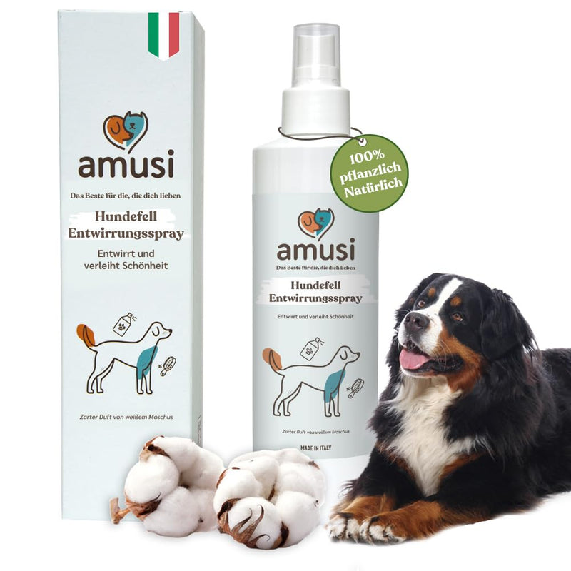 amusi fur care dog 250ml - detangling spray dogs hypoallergenic formula based on vegetable oils, dog perfume - fur spray dog and nourishing effect for all fur types, antistatic effect white musk - BeesActive Australia
