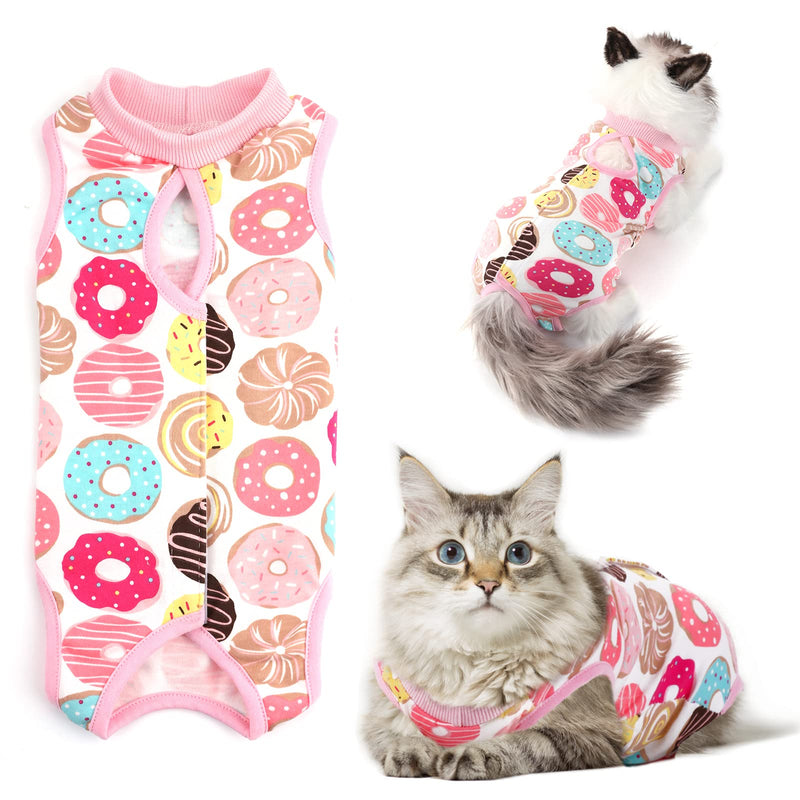 TIESOME Cat Surgical Recovery Suit, Collar Alternative for Cats Dogs Post Surgery Wear Pajama Suit Home Indoor Pets Clothes Donut (M) M - BeesActive Australia