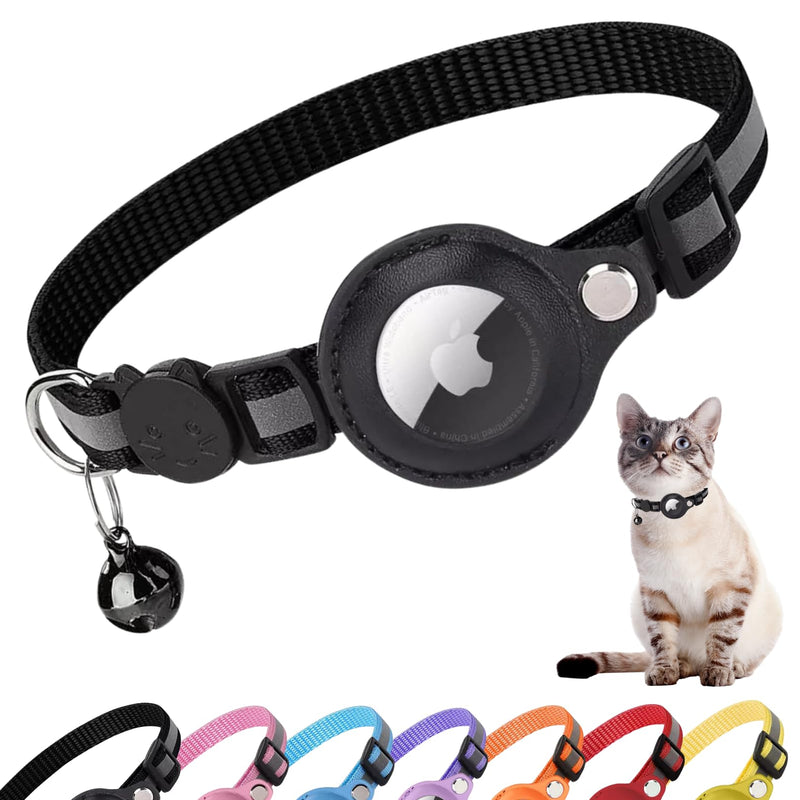 Croc-Cat airtag cat collar, accessories compatible with Apple Airtag, collar with safety buckle, anti-strangulation for kittens and small dogs, GPS airtag Not included! black - BeesActive Australia