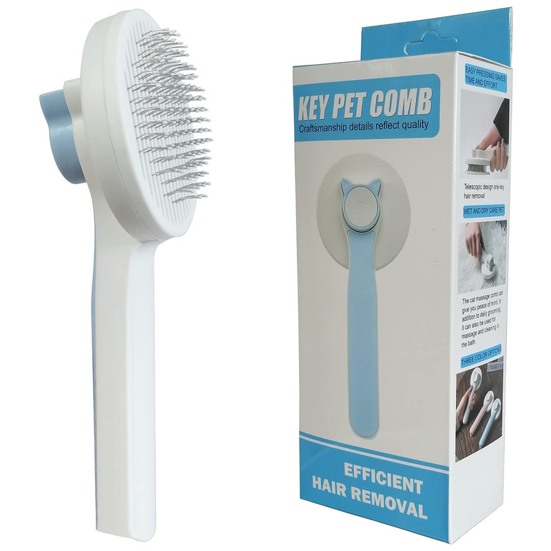 Cat Brush Dog Brush for Short Hair and Long Hair, Self-Cleaning Slicker Dog Brush for Pets Removes Loose Hair Tangles, Pet Comb with Massage Particles is Skin-Friendly (Blue) Blue - BeesActive Australia