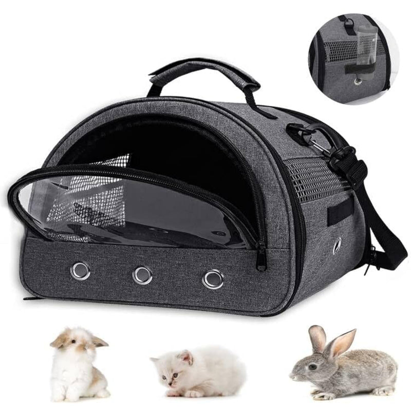 Kelivi Small Pet Carrier Guinea Pig Carrier with Water Bottle Hole Rabbit Carrier Portable Double Door Outdoor Carrier Gray Large - BeesActive Australia
