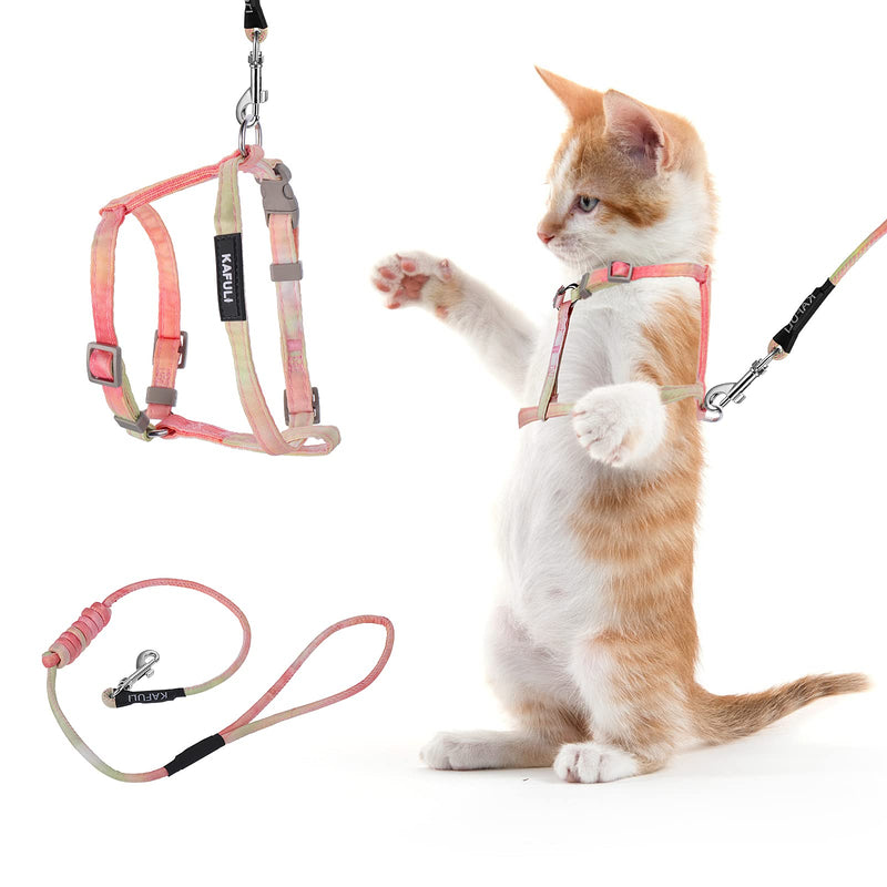 TIESOME Cat Harness with Leash and Collar Set, Adjustable Gradient Kitten Harness, Escape Proof Harness with Leash for Kittens Walking Outdoors (Orange and Yellow) Orange Yellow - BeesActive Australia