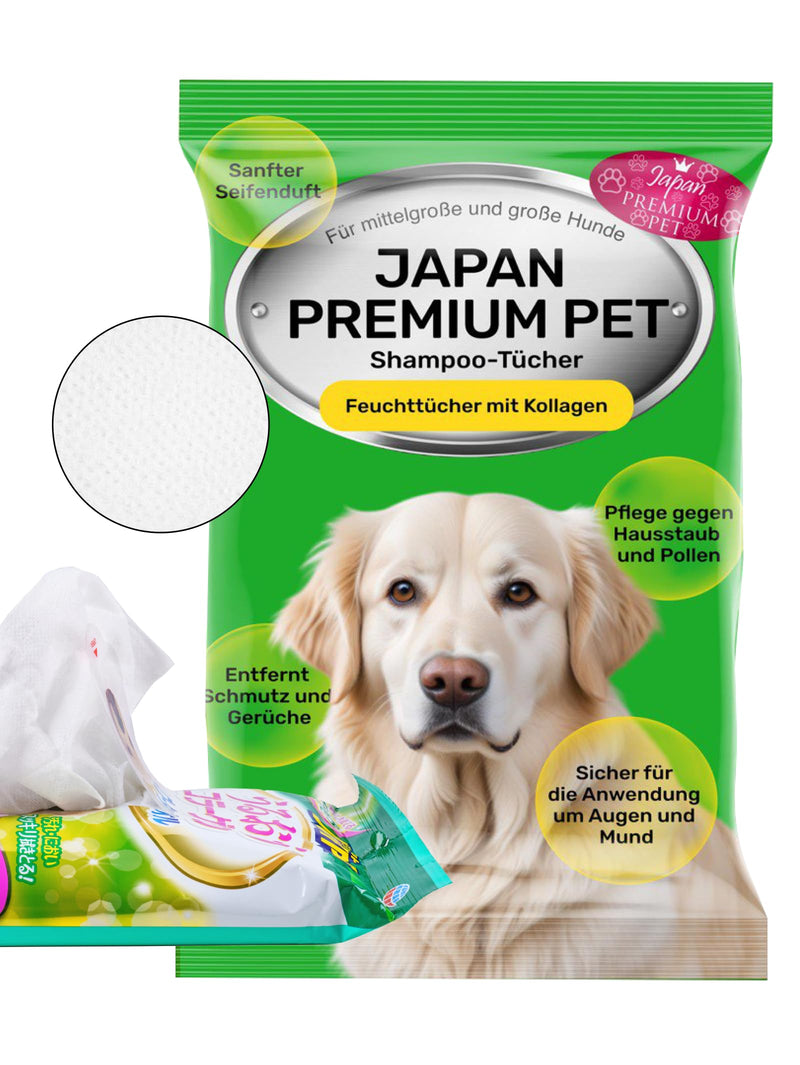 Japan Premium Pet Dog Shampoo Towel | Cleaning wipes that act like dry dog shampoo | Clean & deodorize with our Dog Towel with Collagen & Placenta | 15 pcs | (30x40cm) - BeesActive Australia