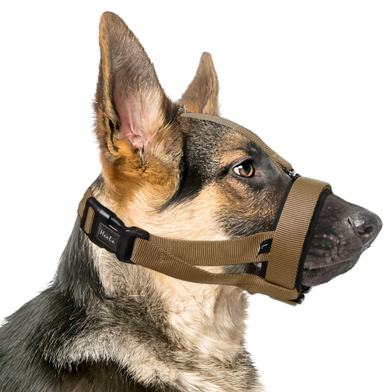 HEELE Dog Muzzle with Headband Soft Padded No Rubbing Dog Muzzle Adjustable Loop Dog Muzzle Anti Biting Chewing Muzzle for Large Dogs Brown XL XL (Pack of 1) - BeesActive Australia
