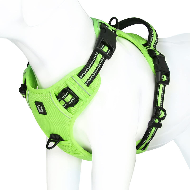Dog Harness, No-Pull Dog Harness, Chest Harness for Small Large, Medium Dogs, Soft Breathable Adjustable Reflective Dog Harness Anti Pull with Padded Handle L Light Green - BeesActive Australia