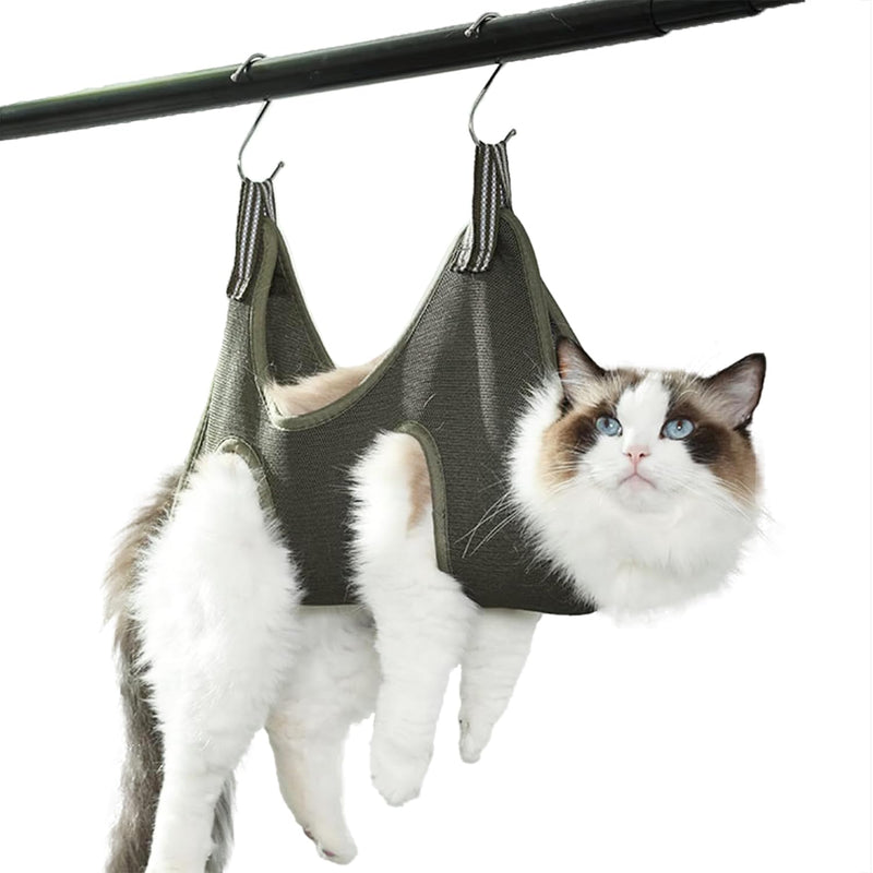 Qrity 1 piece cat grooming bag, hammock harness, dog grooming hammock set with S hooks, for grooming, dogs and cats nail trimming - S green - BeesActive Australia