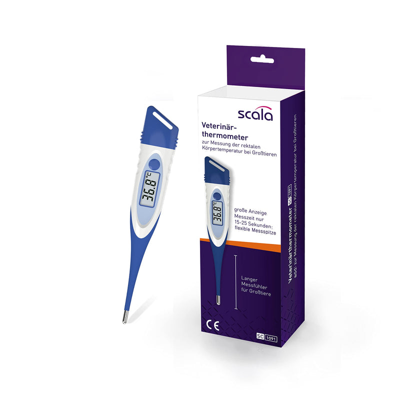 scala SC 1091 flex veterinary animal thermometer for large mammals with flexible 60 millimeter extra long flexible measuring tip - BeesActive Australia