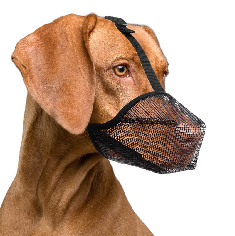 ILEPARK Dog Muzzle with Rounded Mesh, Breathable Muzzle for Small, Medium and Large Dogs, Prevents Eating, Biting and Chewing (L, Black) L - BeesActive Australia