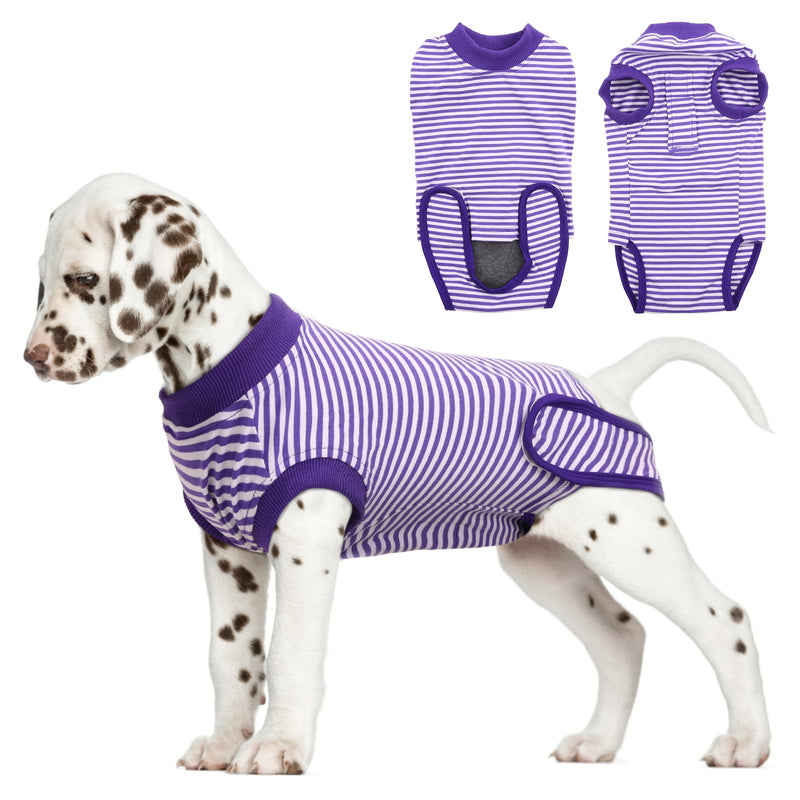 Hjumarayan Dog Bodysuit after Surgery - Dog Bodysuit after Castration Male Breathable Surgery Body Dog Castration Female Dog with Velcro Dog Body Surgery Female Alternative to the Annoying Neck Brace, Purple Striped M - BeesActive Australia