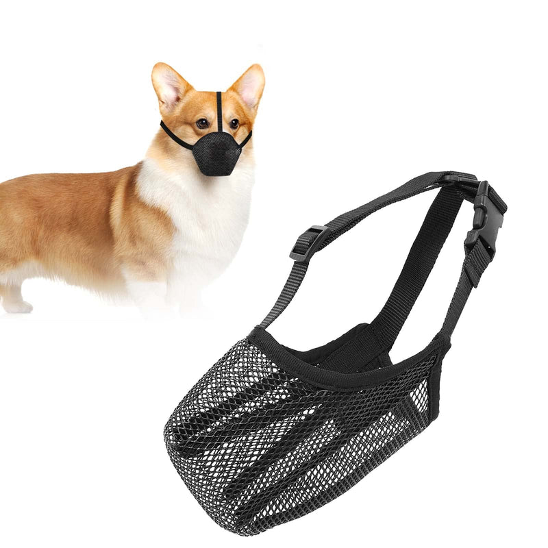 Muzzle for dogs, FWLWTWSS dog muzzle with rounded mesh and adjustable loop, dog muzzle for small, medium and large dogs prevents biting, chewing and barking (S) S - BeesActive Australia