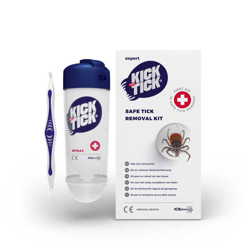 KICK THE TICK icing spray and professional tick tweezers in a tick remover set - over 80 applications - pain-free tick removal for dogs and people - tick treatment for large and small ticks, 1 piece - BeesActive Australia