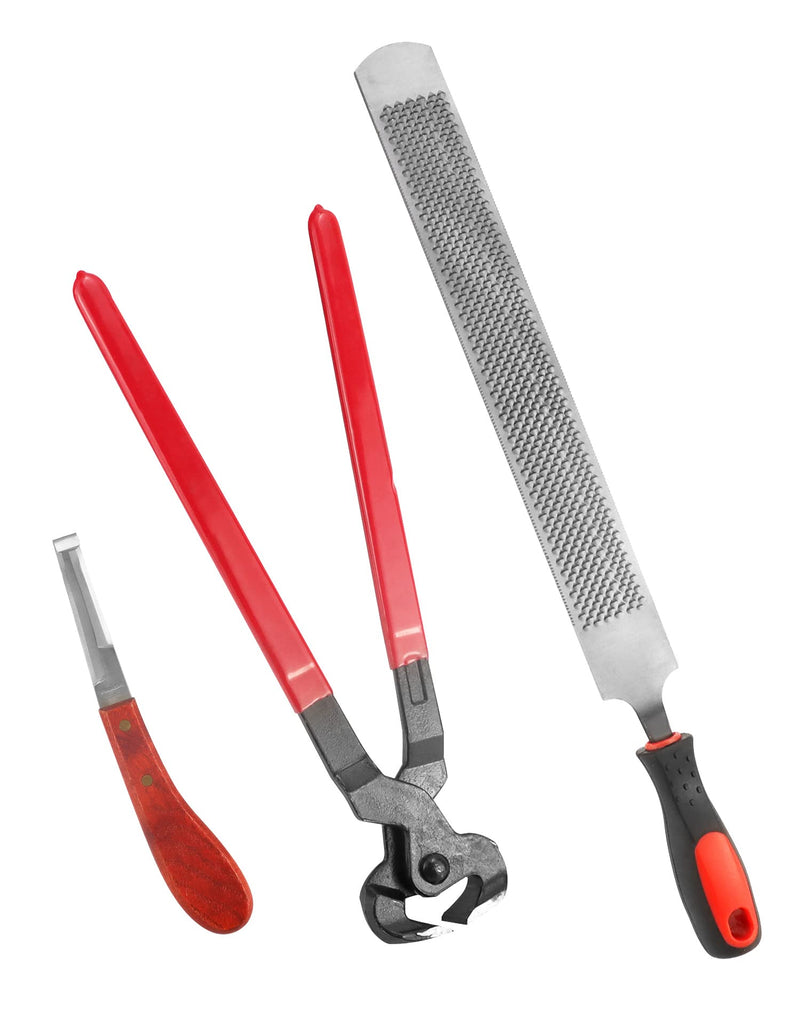QWORK® 3-Piece Horse Farrier Professional Hoof Trimming Tool Kit, Hoof Knife Hoof Cutting Pliers Hoof Raspel 3 Pieces - BeesActive Australia