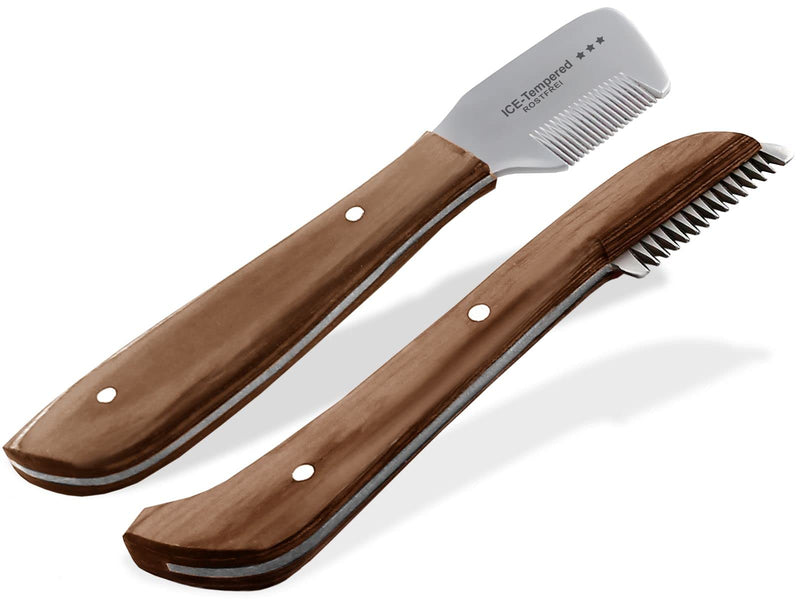 Trimming knife set for dogs and cats with super fine and super coarse teeth, 2-piece grooming comb for dog fur, undercoat, fur knife, dog scissors, stainless steel knife - BeesActive Australia