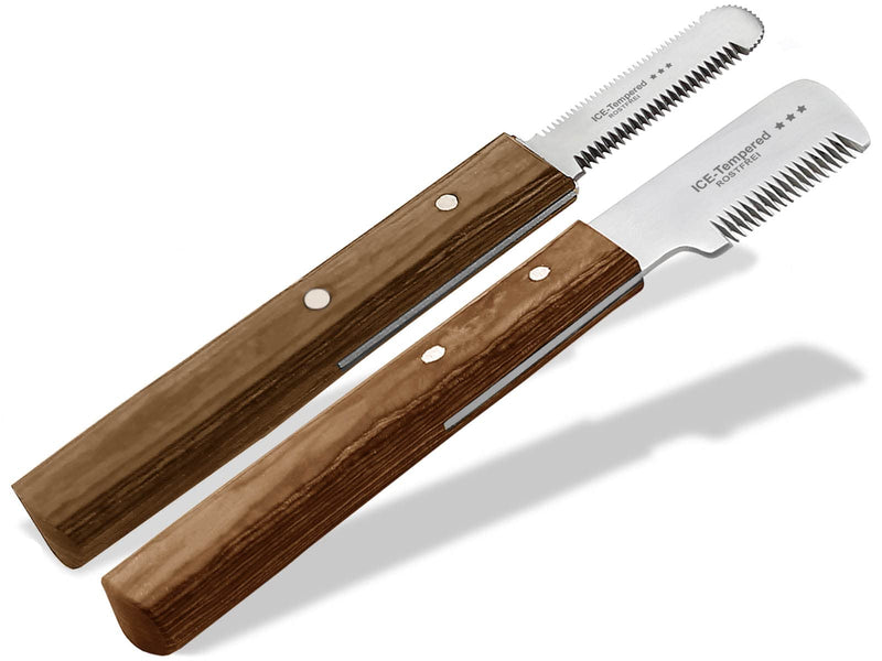 Trimming knife set for dogs and cats with fine, medium and coarse teeth, 2-piece grooming comb for dog fur, undercoat, fur knife, dog scissors, stainless steel knife - BeesActive Australia