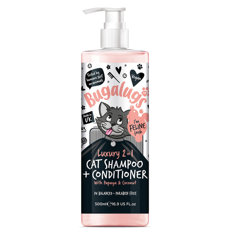 Bugalugs 2in1 cat shampoo + conditioner 500 ml pump dispenser 500 ml shampoo - BeesActive Australia