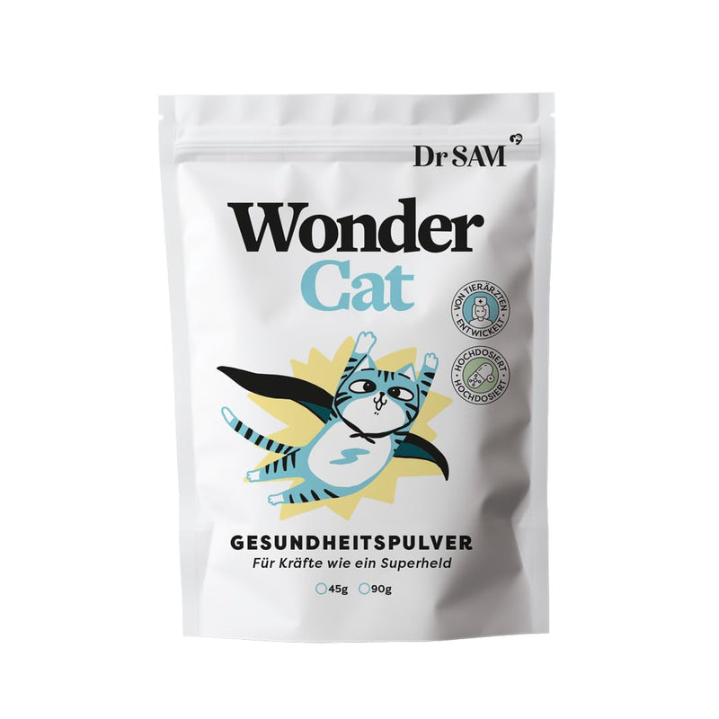 Dr.SAM WonderCat - health powder for cats - high-dose nutritional supplement for joints, intestines, stress, teeth, skin and fur, 100% herbal all-round care, made in Germany, 45g cat - BeesActive Australia