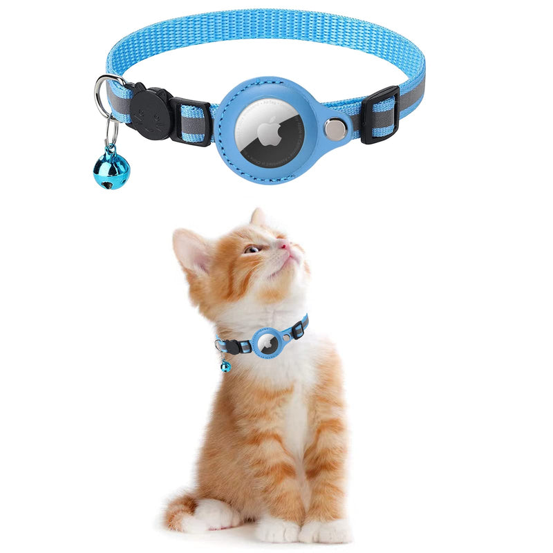 KOLACEN Reflective AirTag Cat Collar, Airtag with Airtag Case and Bell, Adjustable Airtag Cat Collar with Breakaway Safety Buckle for Puppies Cats Kittens (Blue) Blue - BeesActive Australia