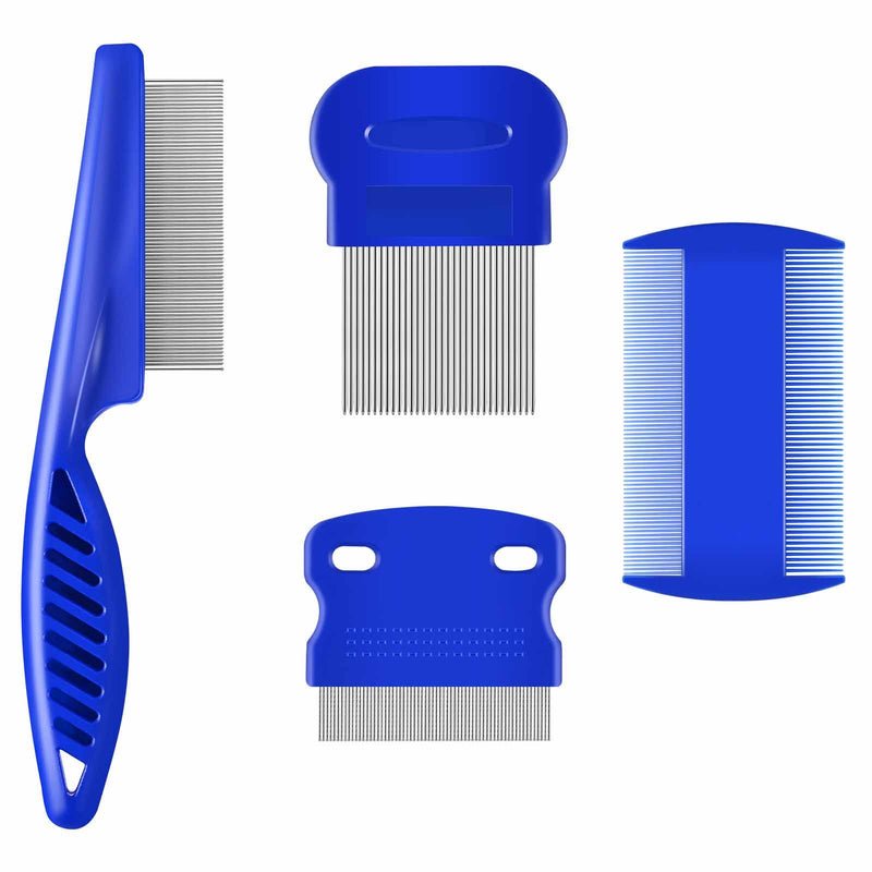 Brillirare Pack of 4 cat dog flea combs, metal teeth pet combs, stainless steel lice comb, professional dog combs care tool, tear stain remover care comb for small, medium and large pets - BeesActive Australia