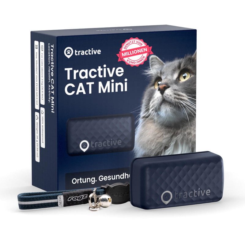 Tractive CAT Mini GPS Tracker for Cats - Market Leader, Live Tracking, Location History, Health Alerts, Activity Tracking, Collar Included, Subscription Required Dark Blue - BeesActive Australia