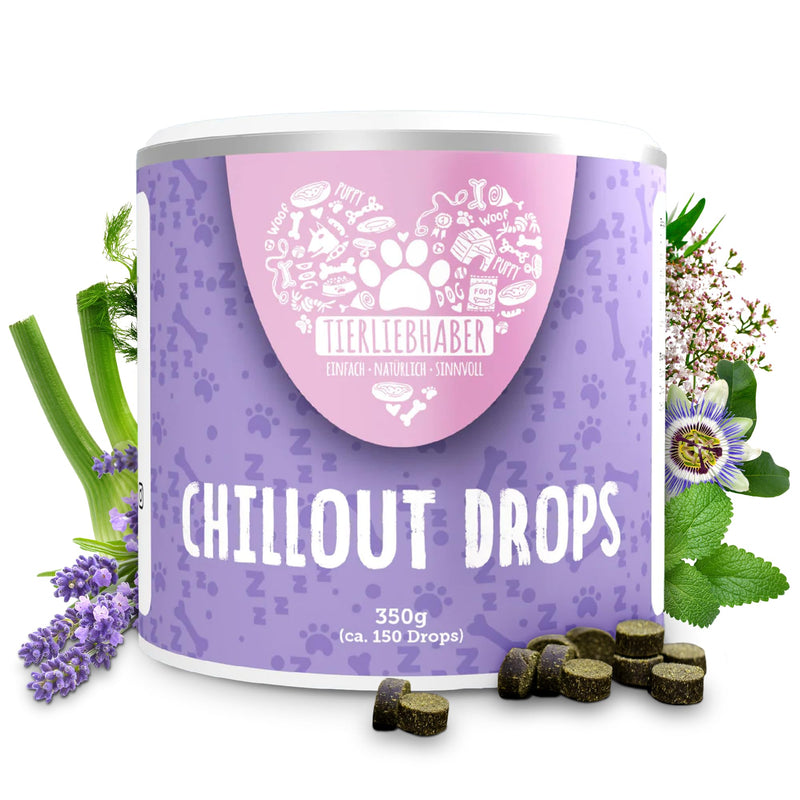 ANIMAL LOVERS - Chillout drops for dogs to calm anxiety and stress - 100% natural dog tranquilizer - anti-stress treats with valerian root and St. John's wort (350g | approx. 150 drops) 350 g - BeesActive Australia