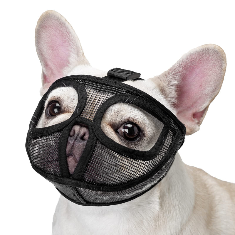 ILEPARK muzzle for dogs, short snouts dog muzzle, bulldog muzzle anti-biting, chewing, barking, dog mask (M, black) M black - BeesActive Australia