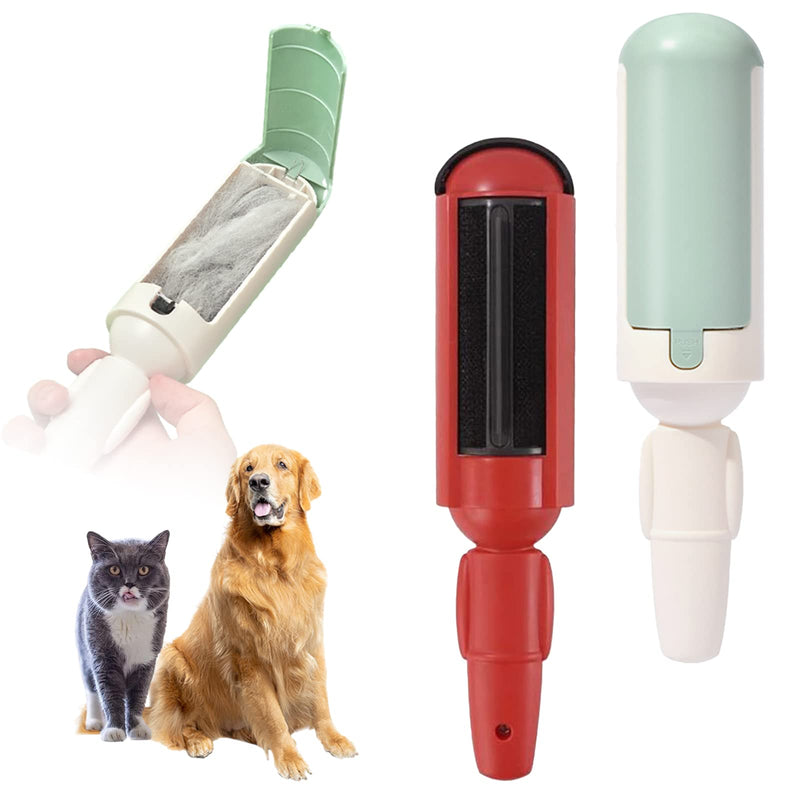 Pack of 2 Lint Roller Pet Hair Reusable Pet Hair Remover Brush for Cat Hair and Dog Hair Easy to Clean Pet Fur Remover Brushes for Clothes, Carpet & Sofa Red/Green - BeesActive Australia