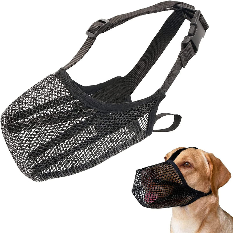 Muzzle mesh, muzzle for dogs, rounded mesh, muzzle for medium dogs, mesh muzzle for dogs, muzzle for dogs, adjustable for small, medium and large, prevents biting, chewing, M, black - BeesActive Australia