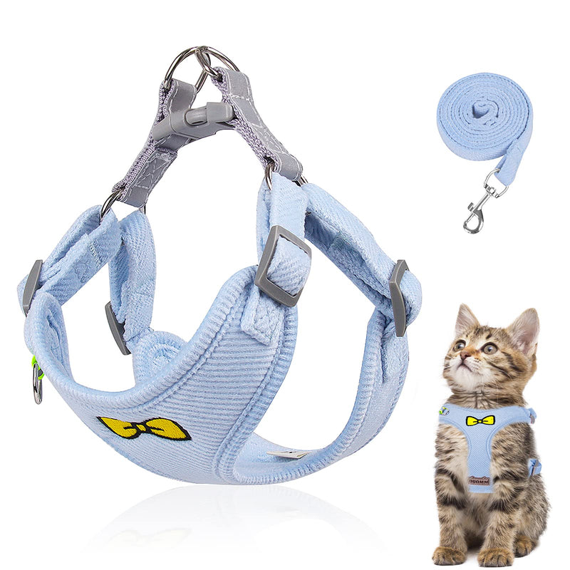 Cat Leash Set for Cats, Polyester Adjustable Cat Harness with Leash, Cat Harness Leash Set, Harness for Cats Escape-Proof for Kittens Dogs (Blue - M) M Blue - BeesActive Australia