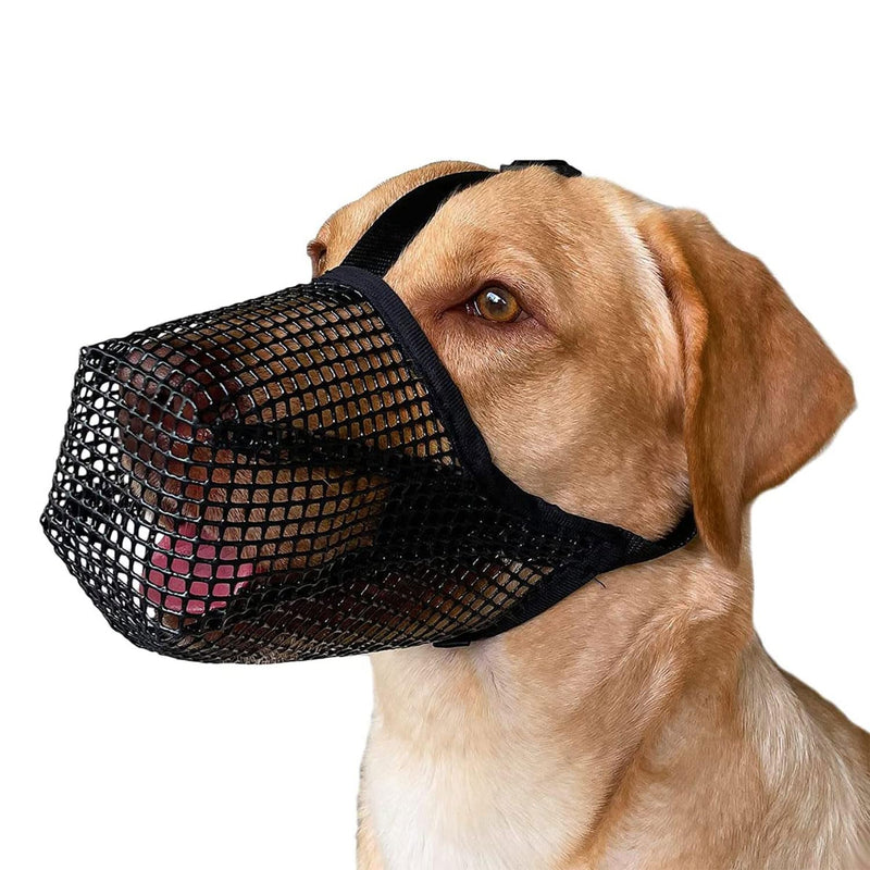 Mesh dog muzzle, muzzle for dogs, breathable muzzle for dogs, muzzle for dogs with rounded mesh, adjustable breathable mesh muzzle (black) black M - BeesActive Australia