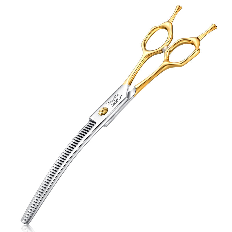JASON 7.5 inch curved thinning scissors for dogs 43 teeth professional downward curved dog scissors made of Japanese 440C stainless steel grooming scissors with symmetrical handle - BeesActive Australia