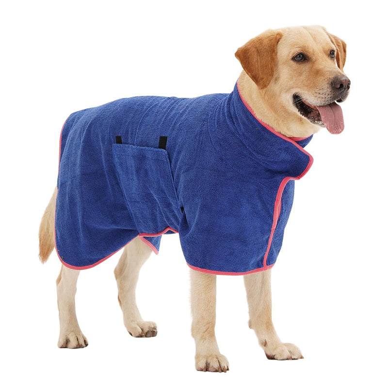 HezzLuv Bathrobe for Dogs, Dog Bathrobe Made of Microfiber for Medium and Large Dogs, Absorbent Dog Bathrobe, Dog Drying Robe with Velcro Fastener for Dogs and Cats (Blue, L) L Blue - BeesActive Australia