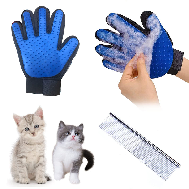 Cat glove, grooming glove cat, double-sided pet glove brush, cat brush, cat brush short hair, animal hair brush, dog brush long hair, cat brush, cat brush long hair, 2 pieces - BeesActive Australia
