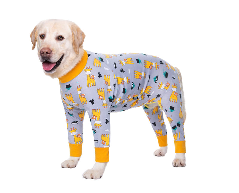 BT Bear Large Dog Clothes, Elastic Pet Onesie Protect Joints Anti-Hair Anti Licking, Wound Protection Pet Pajamas Dog Jumpsuit for Medium Large Dogs (XXXL, Gray Giraffe) XXX-Large - BeesActive Australia