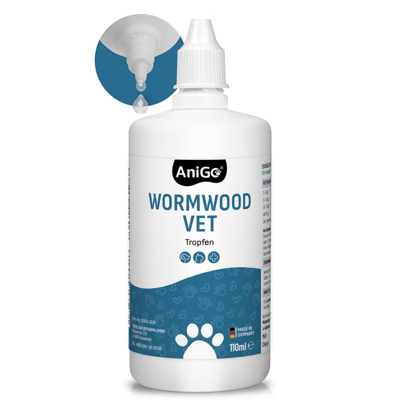 AniGo Worm-Herb Liquid Drops liquid XL 110ml, worm treatment secondary for all pets, dogs, cats, natural recipe, worm medication secondary, no anthelmintic drops 110ml - BeesActive Australia