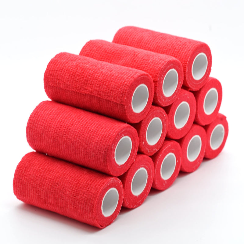 Vetmarkt24 - Self-adhesive bandage for animals (12 pieces - 10cm wide and 450 cm long) - individually wrapped (RED) RED - BeesActive Australia
