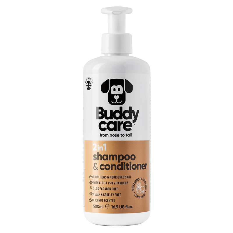 Buddycare 2in1 Shampoo & Conditioner Practical dog shampoo and conditioner in one - with aloe vera and pro-vitamin B5 (500ml) 2in1 shampoo and conditioner 500ml - BeesActive Australia