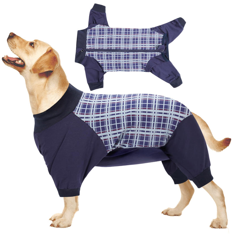 HEYWEAN Dog Bodysuit After Surgery Dog One-Piece with Zip Long-Sleeved Dog Bodysuit After Surgery Castration Female Male Dog Surgery Bodysuit Dog Recovery Suit for Dogs After Surgery Dog Pajamas XL Blue Checked - BeesActive Australia