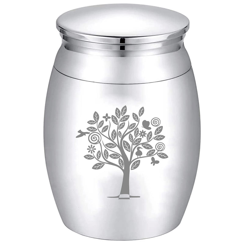 CREATCABIN Small Keepsake Urn Tree of Life Mini Urns for Ashes Miniature Funeral Container Glass Engraving Stainless Steel For People Family Friends Pet Memorial Silver 40x30mm Splitter Tree of Life - BeesActive Australia