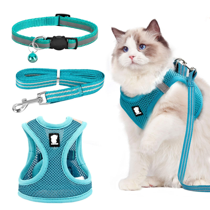 Cat Harness with Leash Escape-Proof, Adjustable Cat Harness Escape-Proof with Cat Leash 1.35 m, Soft Cat Harness for Cats, Small Dogs and Rabbits (XS) XS - BeesActive Australia