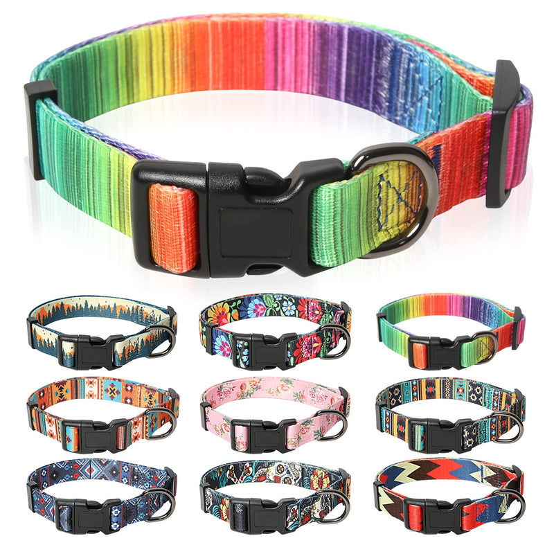 HEELE Dog Collar, Dog Collar for Puppies Small Medium Large Dogs, Patterned Dog Collars, Adjustable, Comfortable, Robust Dog Collar, Rainbow, S S (Length 25-38cm, Width 1.5cm) - BeesActive Australia
