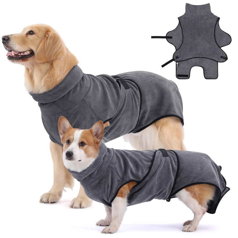 HAPPY HACHI Dog Bathrobe Microfiber Bath Towel Dog Bathrobe Washable Super Absorbent Moisture Quick Drying Towel Beach Towel for Small Medium and Large Dogs Cats (Grey, XL) Grey-XL - BeesActive Australia