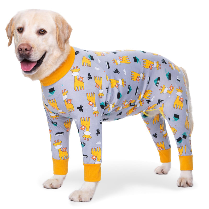 Axcimond Dog Bodysuit After Surgery Dog One-Piece Dog Bodysuit Castration Female/Male Surgery Body Dog Recovery Suit for Dogs After Surgery Long-Sleeved Wound Protection Suits Alternative to Neck Collars for Dogs 5XL Gray Giraffe - BeesActive Australia