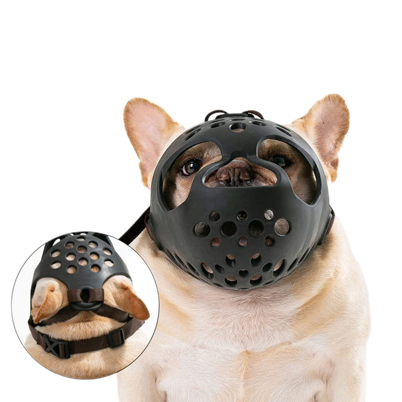 Muzzle with short snout-French Bulldog-adjustable-anti-bite, anti-bark L - BeesActive Australia