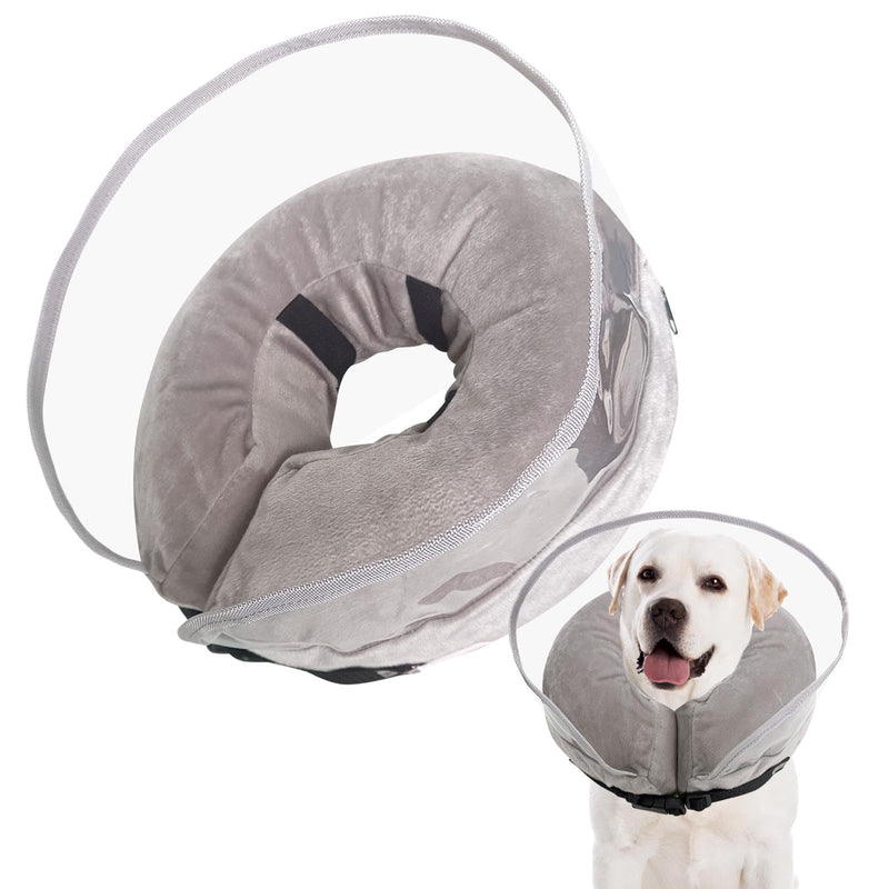 Winmany Inflatable Collar for Dogs Cats Protective Cone Recovery Collar Post Surgery Neuter Adjustable Pet Donut Collar with Baffle Prevents Biting and Scratching (Grey, XL) Grey - BeesActive Australia