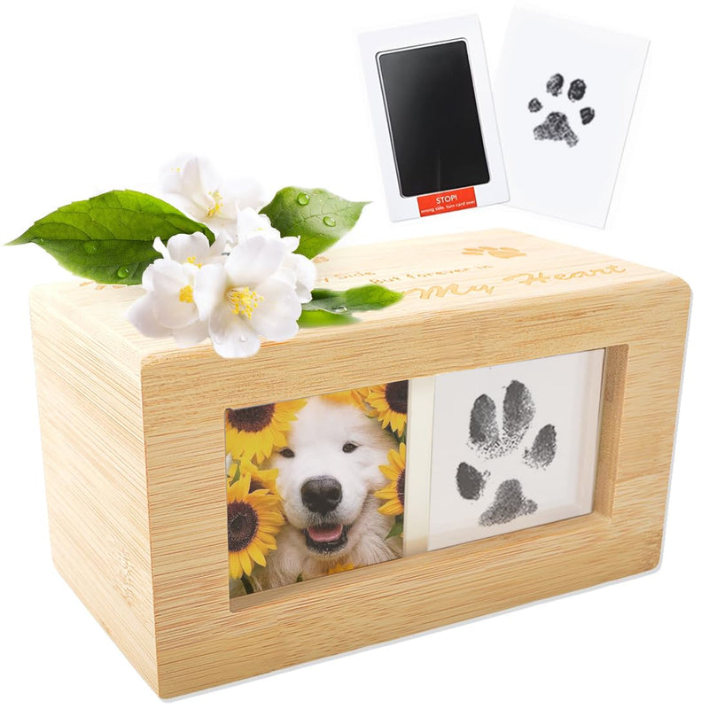 Erlsig animal urns for dogs, cats, dog urn, wooden animal urn, pet urn with picture frame, paw print - BeesActive Australia