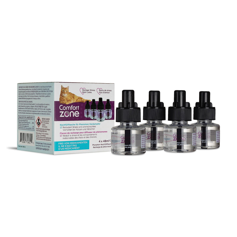 Refill pack of 4 in a savings package (120 days) for Comfort Zone Diffuser, pheromones for a relaxed home - reduces stress, marking, scratching and other problematic behavior. 4 refill packs - BeesActive Australia