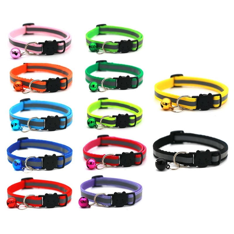 PLABBDPL 12 pieces cat collar with safety clasp, reflective puppy collars, adjustable dog safety ID collars for puppies, small dogs and cats - BeesActive Australia